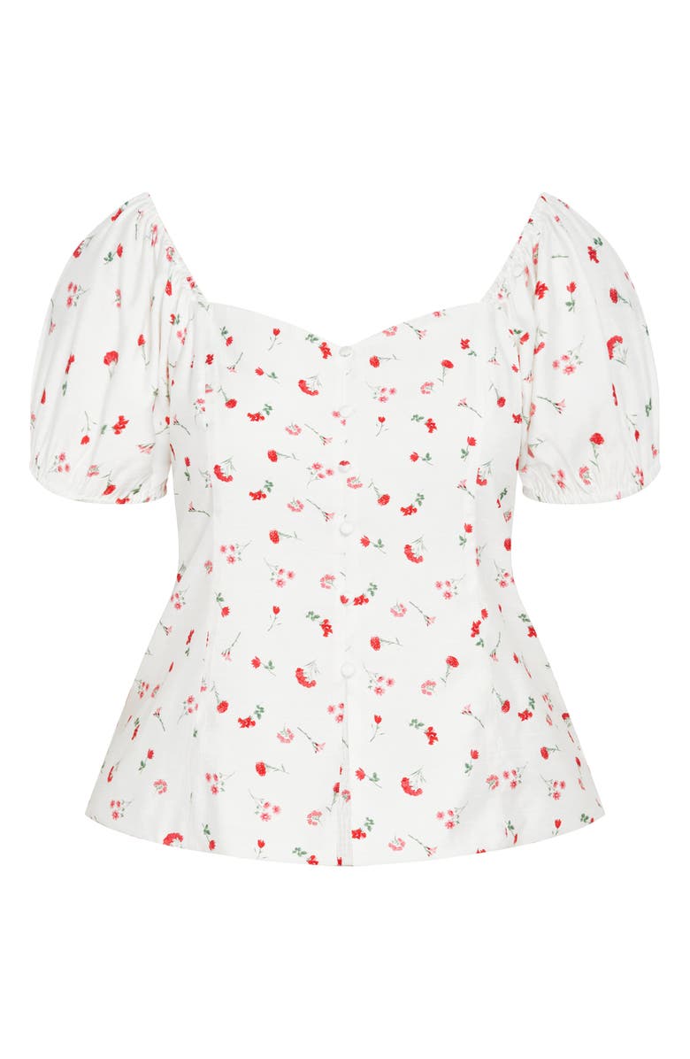 City Chic Daydreamer Print Puff Sleeve Top, Alternate, color, Ivory Bliss