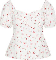 City Chic Daydreamer Print Puff Sleeve Top