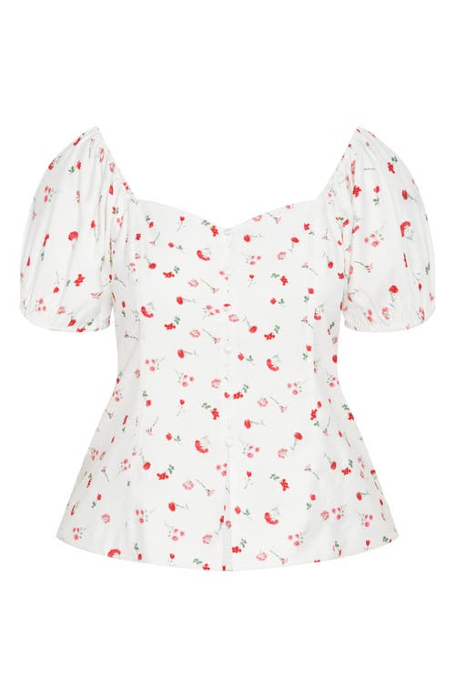 City Chic Daydreamer Print Puff Sleeve Top