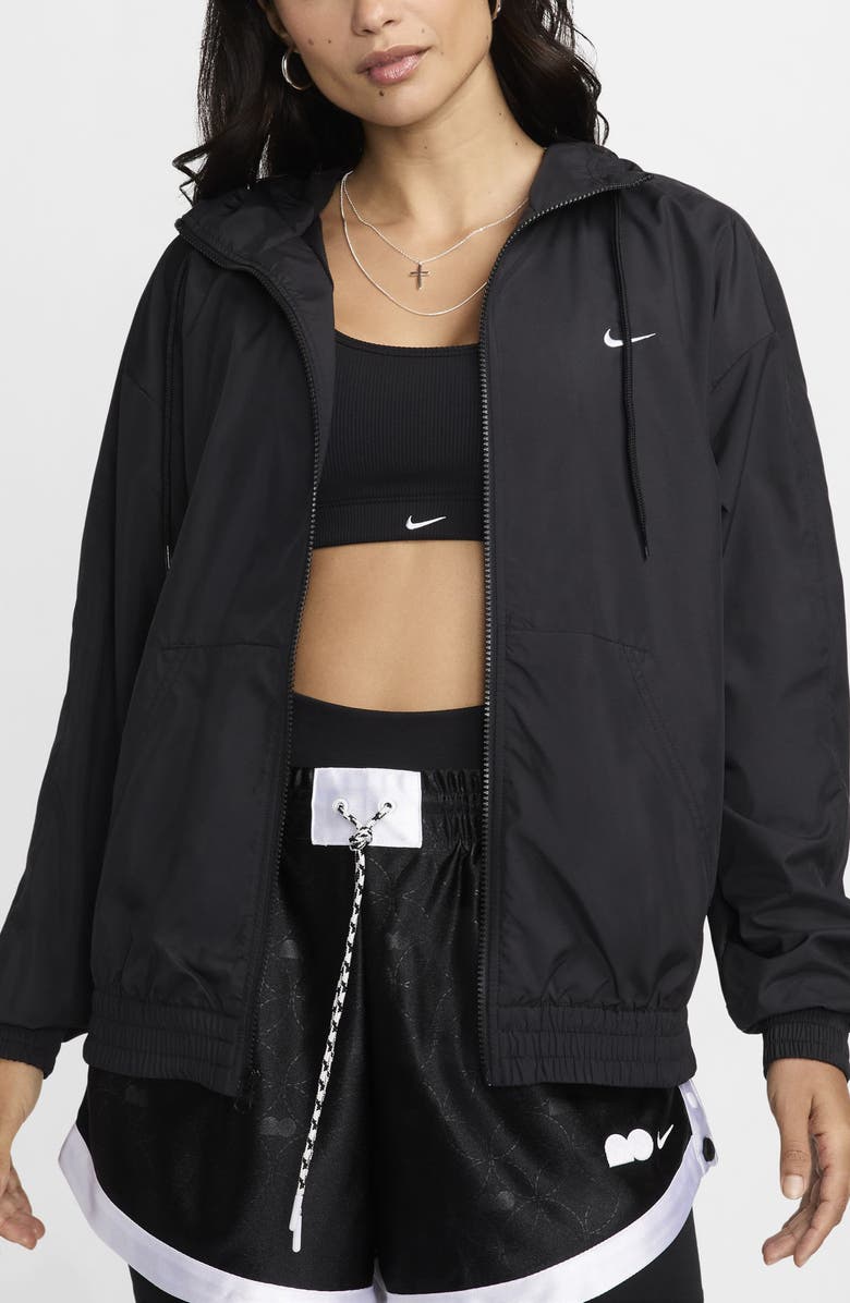 Nike Classic Hooded Zip Jacket, Main, color, Black/ White