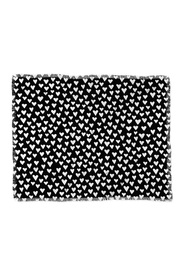 Elisabeth Fredriksson Little Hearts On Black Woven Throw Blanket, Main, color, MULTI