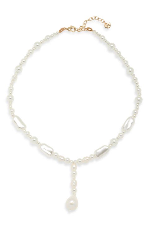 Mixed Faux Pearl Y-Necklace
