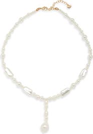 Nordstrom Mixed Faux Pearl Y-Necklace