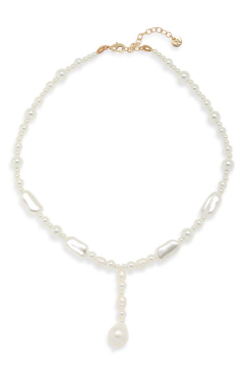 Nordstrom Mixed Faux Pearl Y-necklace In White