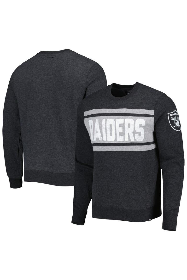 Men's '47 Heathered Black Las Vegas Raiders Bypass Tribeca Pullover Sweatshirt, Alternate, color, Black