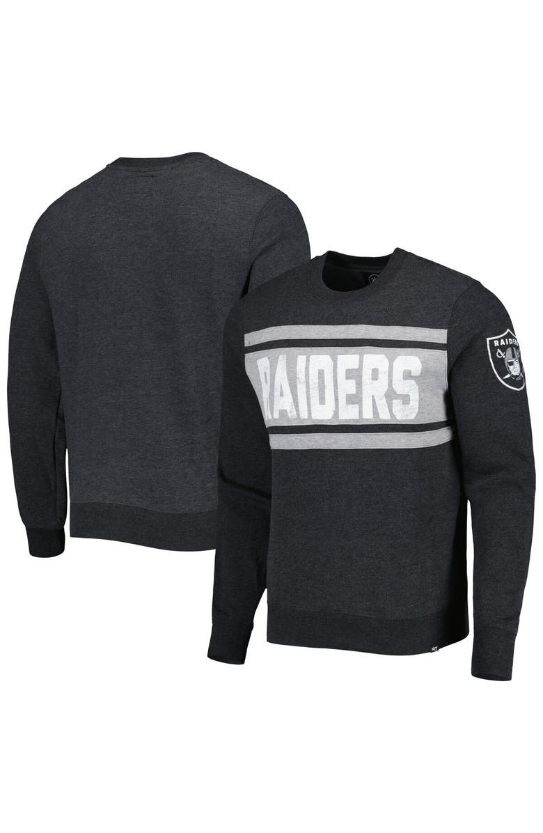 '47 Men's '47 Heathered Black Las Vegas Raiders Bypass Tribeca Pullover Sweatshirt, Alternate, color, Black