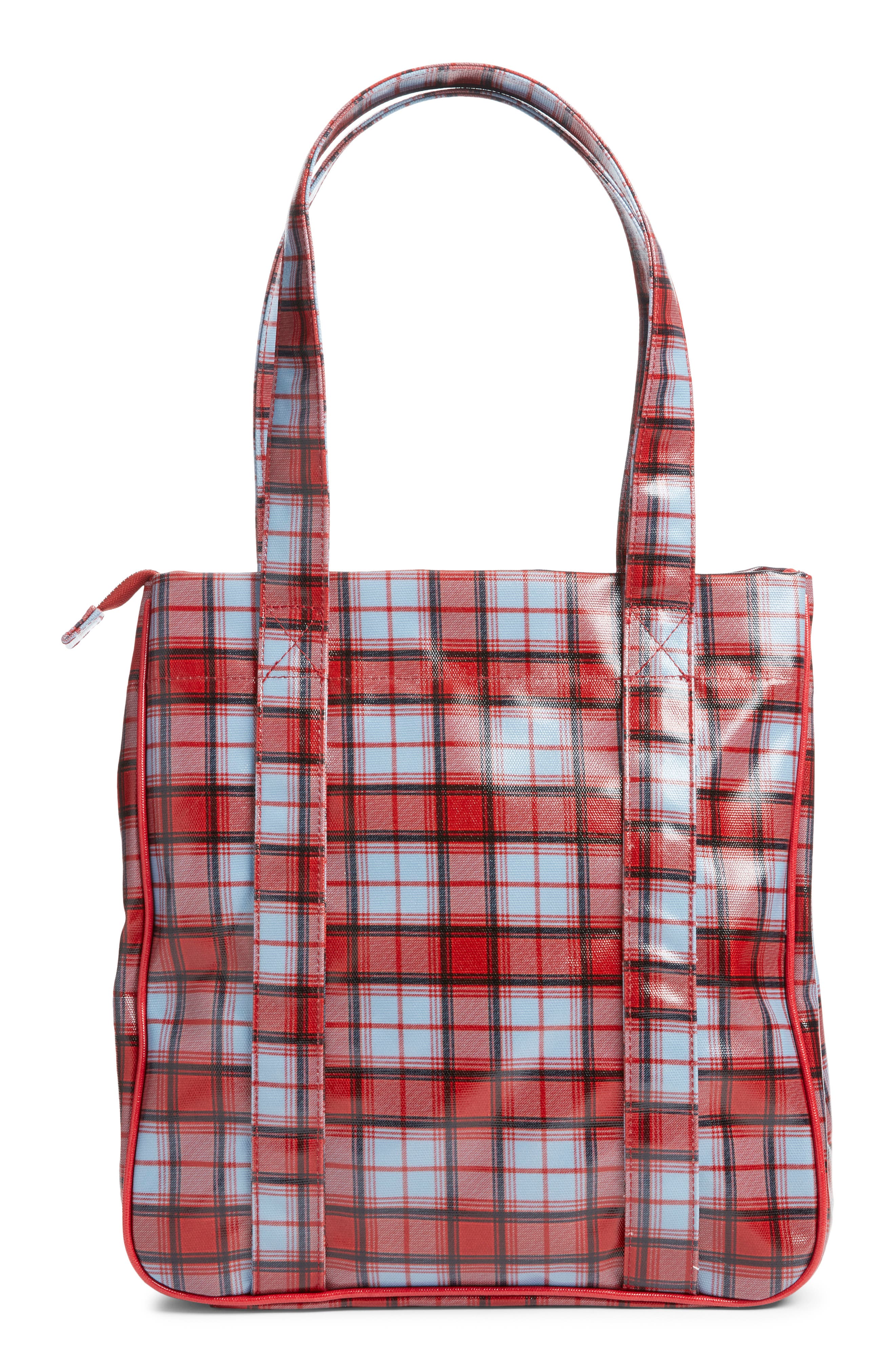 Damson Madder Blue Fog Check Tote, Alternate, color, Red/ Blue Multi