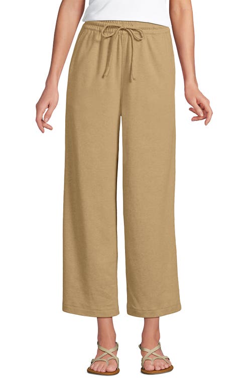 Lands' End Sport Knit Pull On Drawstring Wide Leg Crop Pants In Neutral