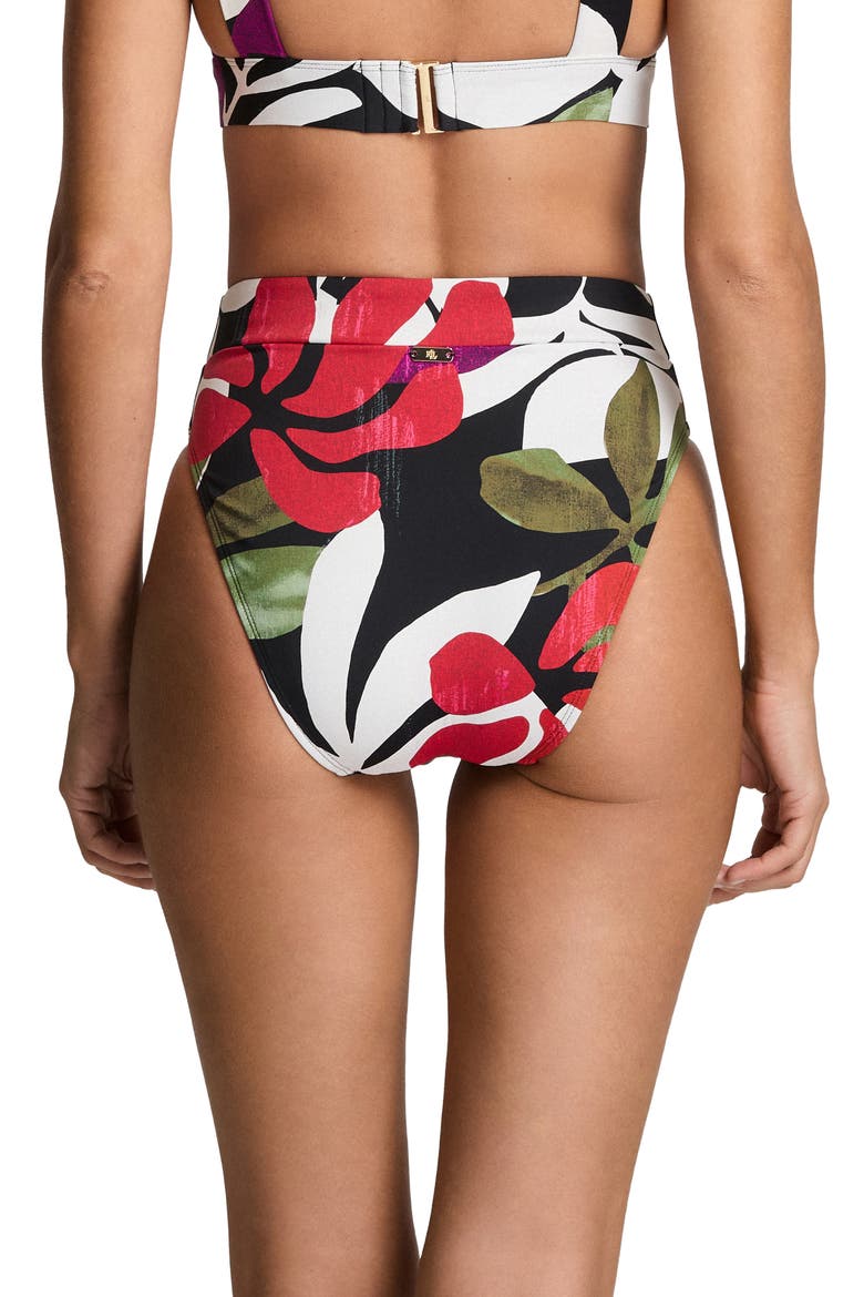 Banded Modern High Waist Bikini Bottoms, Alternate, color, MULTI WHITE
