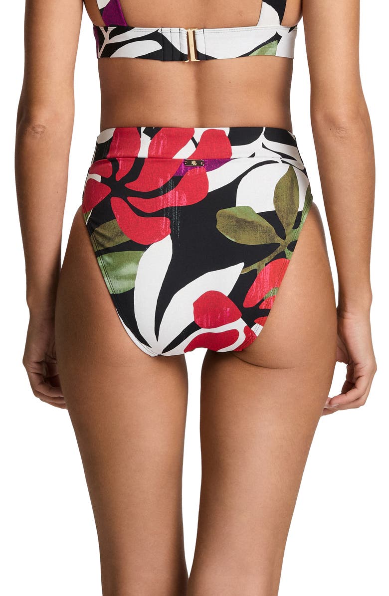 Lauren Ralph Lauren Banded Modern High Waist Bikini Bottoms, Alternate, color, Multi White