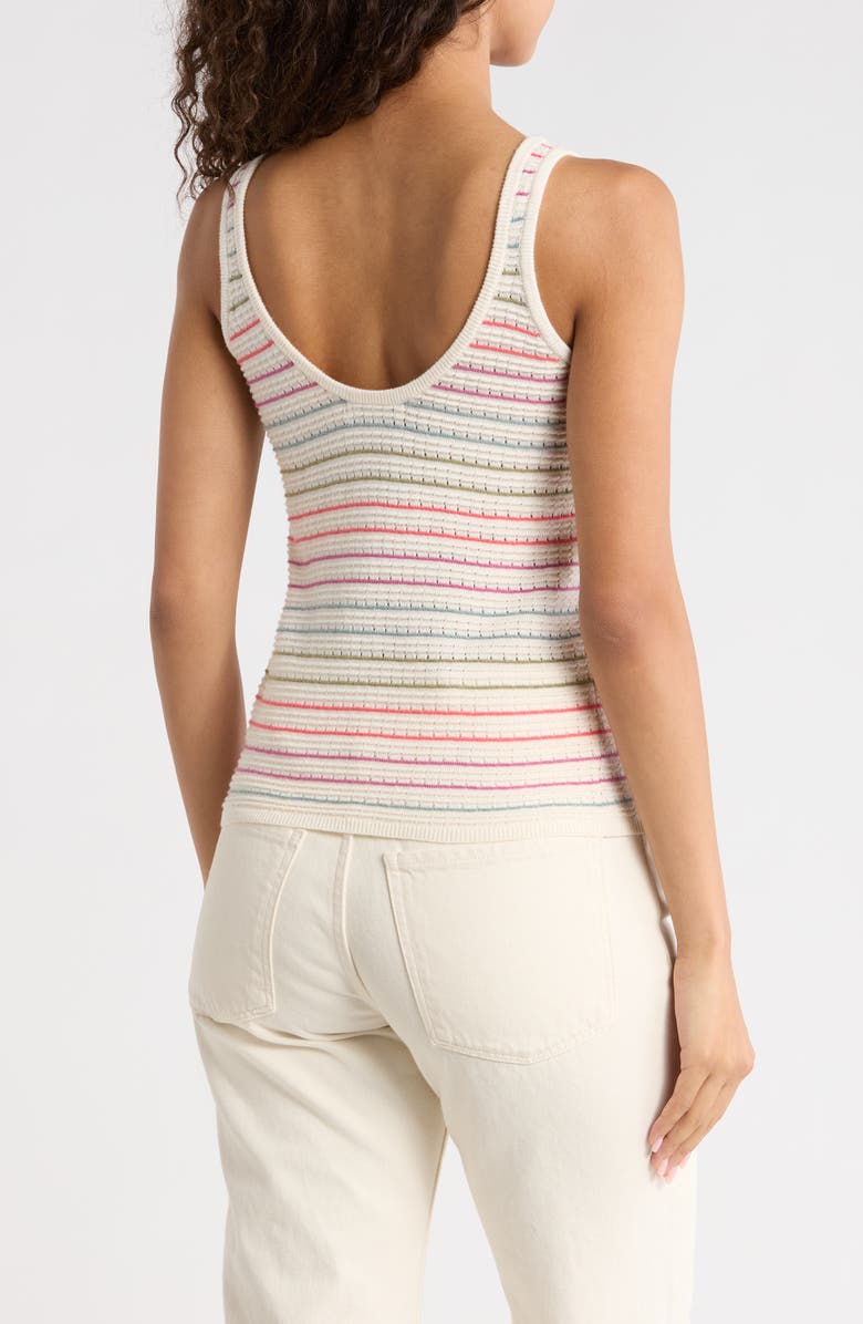 Marine Layer Siena Stripe Cotton Pointelle Sweater Tank, Alternate, color, Stripe Multi