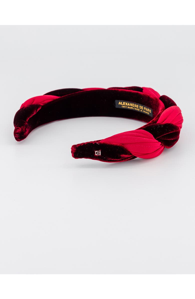 Alexandre de Paris Olympe Velvet Braided Headband, Alternate, color, Burgundy