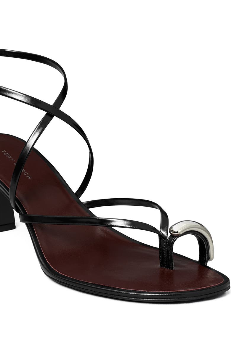 Tory Burch Strappy Sandal, Alternate, color, Perfect Black / Silver