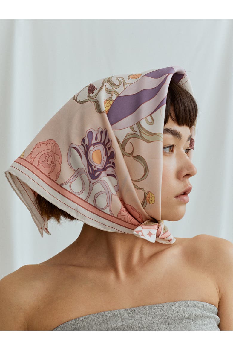 The Dreamer Bandana Silk Scarf, Alternate, color, Pink