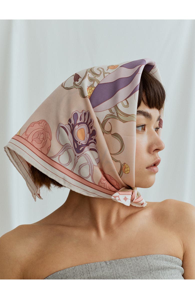 Lost Pattern The Dreamer Bandana Silk Scarf, Alternate, color, Pink