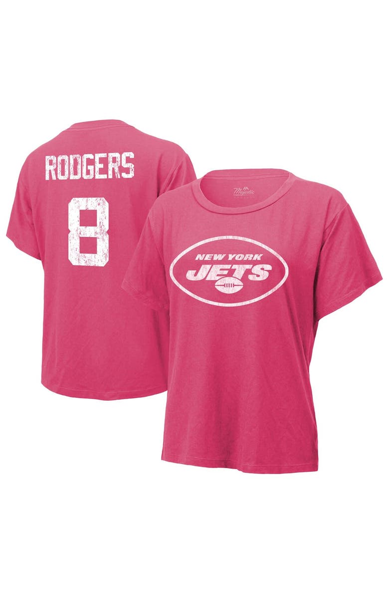 Majestic Threads Women's Majestic Threads Aaron Rodgers Pink New York Jets Name & Number T-Shirt, Main, color,