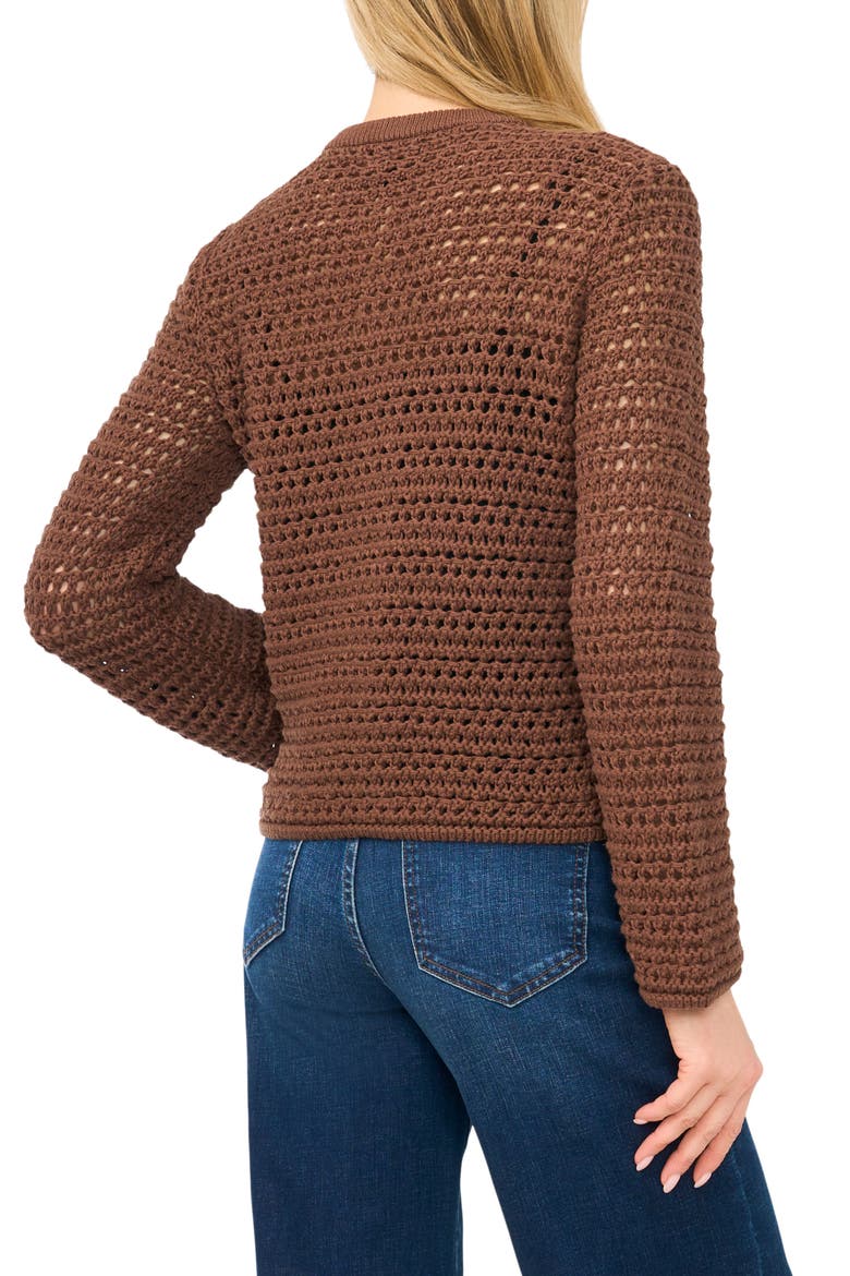 Open Stitch Button Front Cardigan, Alternate, color, CARAFE