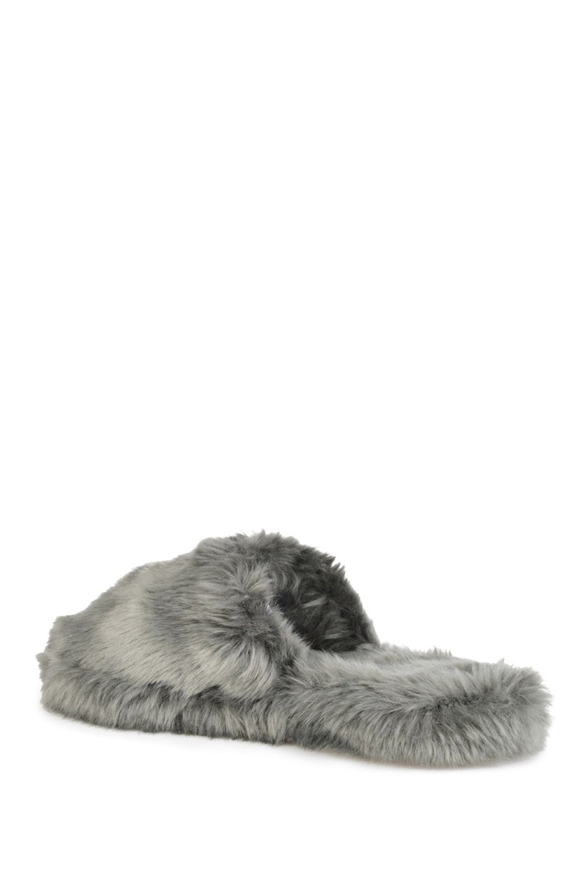 Journee Collection Cozy Faux Fur Slipper, Alternate, color, Grey