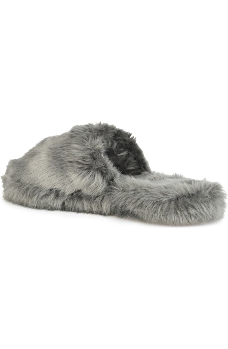 Journee Collection Cozy Faux Fur Slipper, Alternate, color, Grey