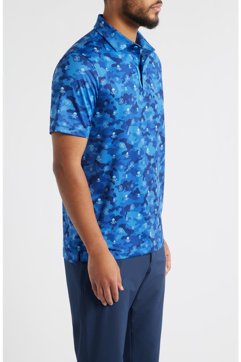 Icon Camo Stretch Tech Jersey Golf Polo Shirt, Alternate, color, AZUL