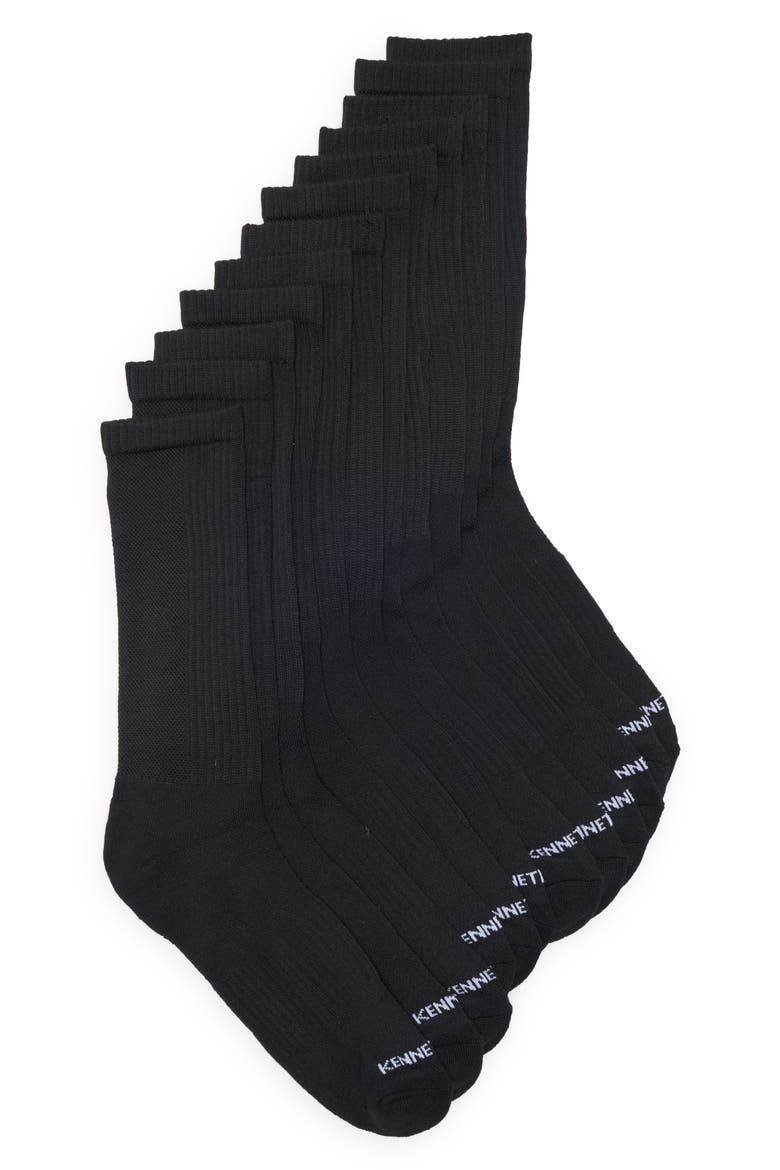 6-Pack Cushioned Crew Length Socks, Main, color, BLACK