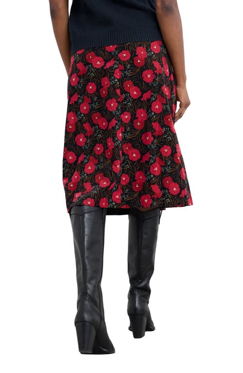 Seasalt Cornwall Forest View Organic Cotton Corduroy A-line Skirt In Black