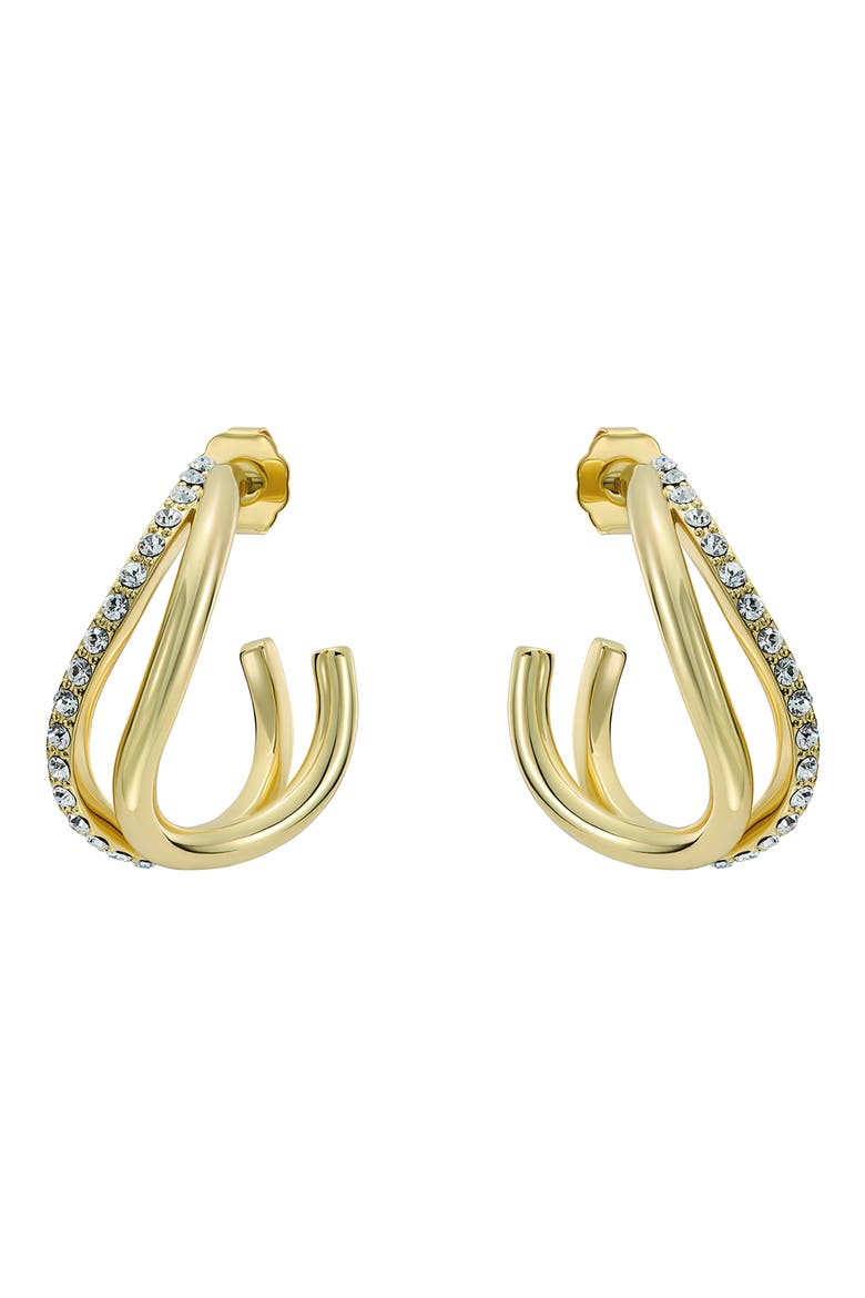 Large Wayva Pavé Crystal Hoop Earrings, Alternate, color, GOLD TONE / CLEAR CRYSTAL