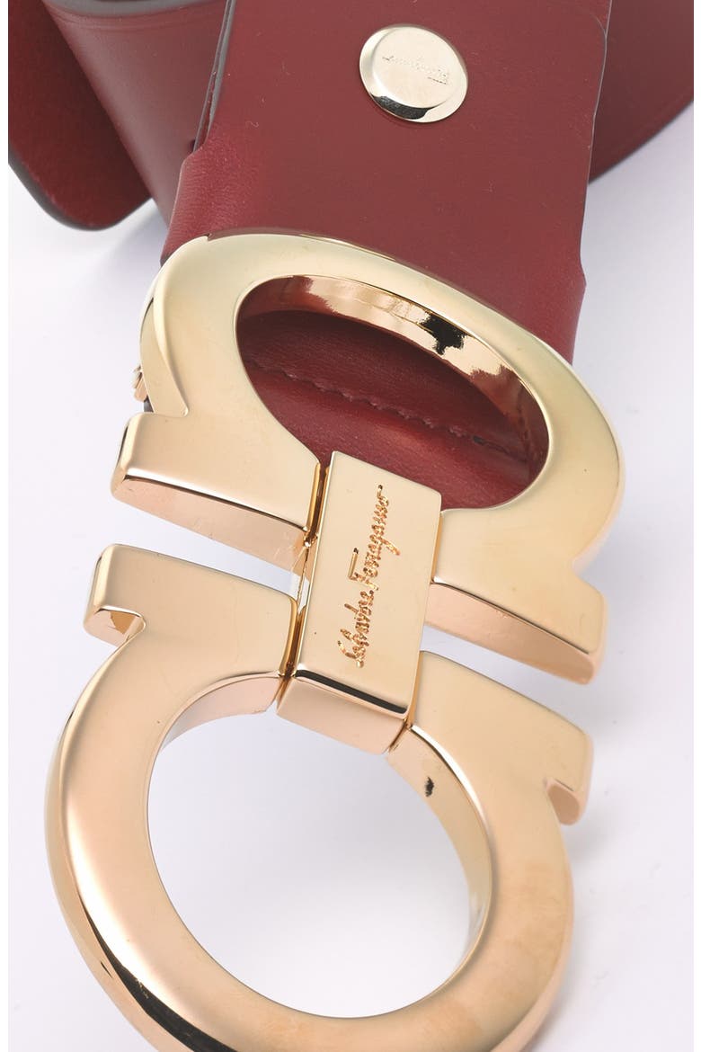 Salvatore Ferragamo Calfskin Belt, Alternate, color, RED