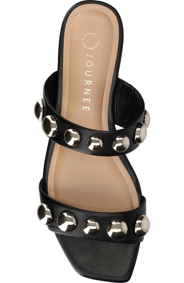 Journee Collection Frida Studded Slide Sandal, Alternate, color, Black/ Gold