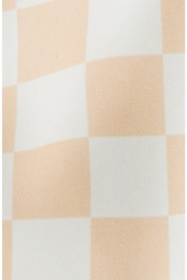 Checkerboard Print Swim Trunks, Alternate, color, SAND/ CREAM
