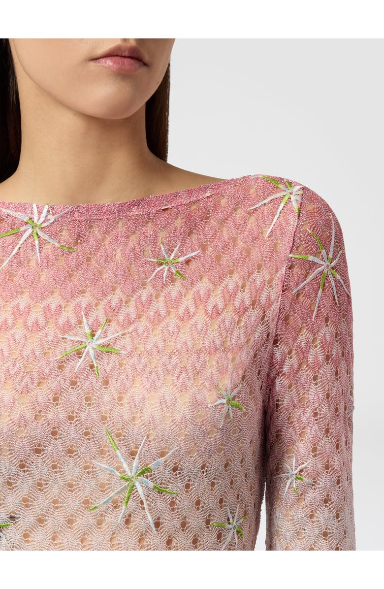 Missoni Long Cover-up Dress In Lamé Viscose With Dégradé Spiderweb Motif And Embroidery, Alternate, color, Multicoloured