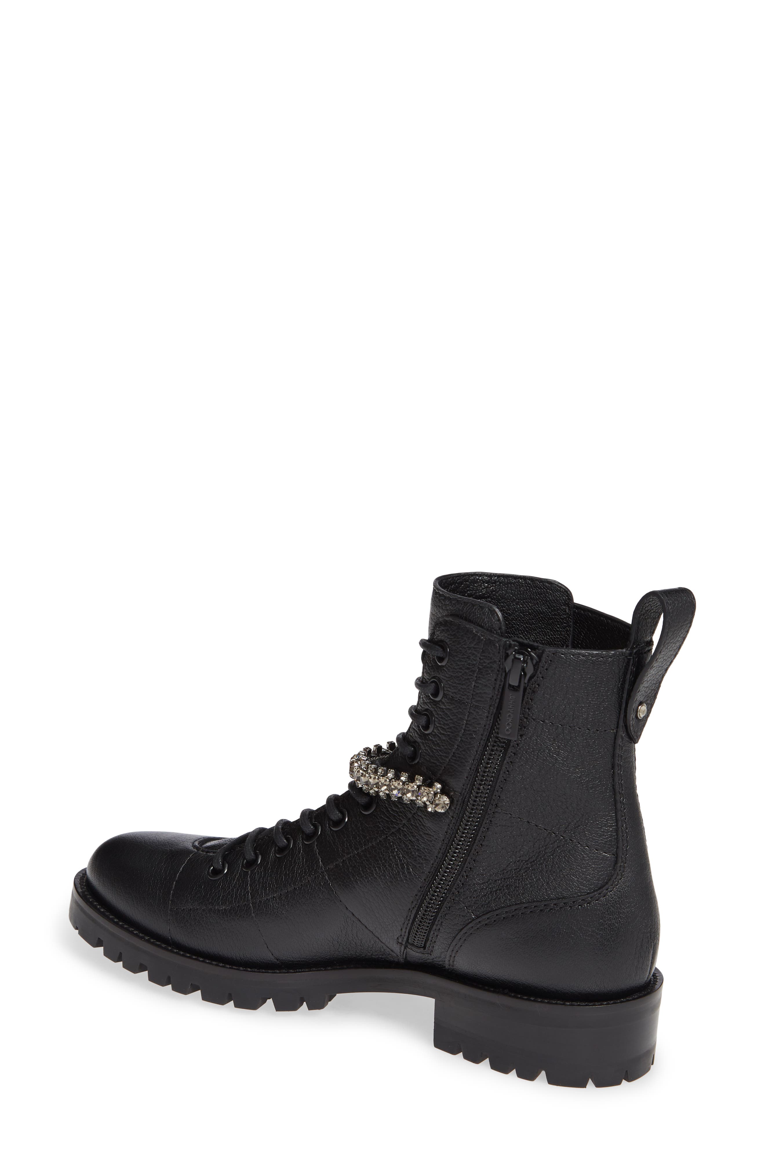 Jimmy Choo Cruz Crystal Embellished Biker Boot, Alternate, color, 