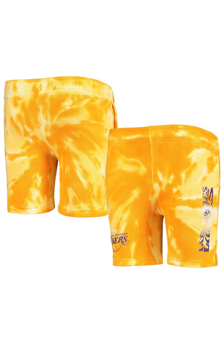 Outerstuff Preschool White/Gold Los Angeles Lakers Santa Monica Shorts, Main, color, White