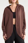 YOGALICIOUS Side Pocket Open Front Fleece Hoodie