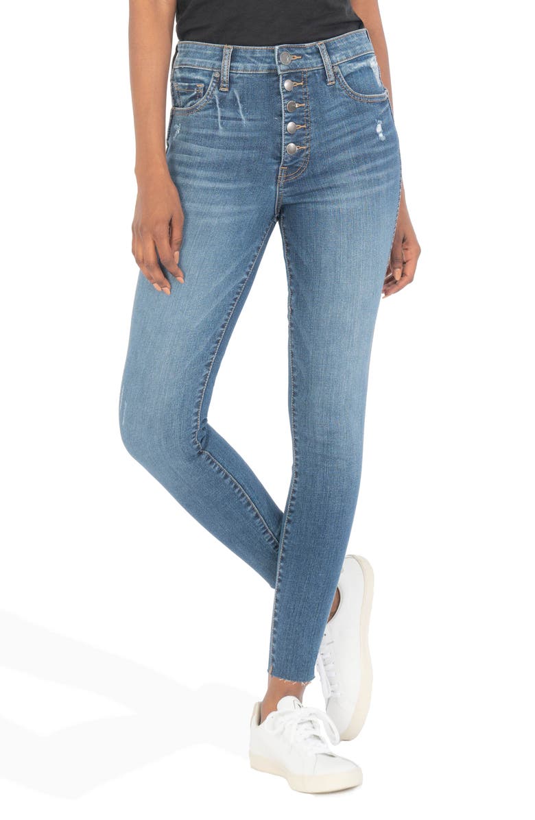 KUT from the Kloth Donna Fab Ab Button Fly High Waist Ankle Skinny Jeans, Main, color,
