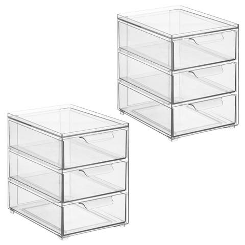 3-Drawer Stackable Organizer - Set of 2 - Clear