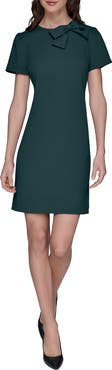 KARL LAGERFELD PARIS Bow Accent Scuba Crepe Sheath Dress