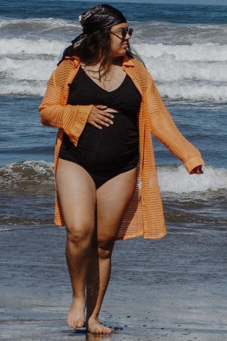 Ribbed Ruched Cutout Flutter One Piece Maternity Swimsuit, Alternate, color, Black