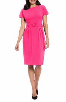 Short Sleeve Bow Waist Sheath Dress
