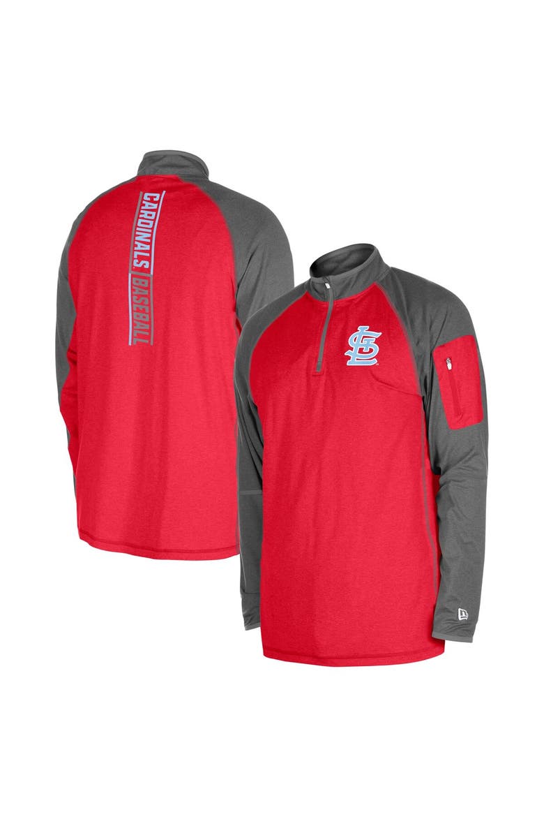 Men's New Era Red St. Louis Cardinals Father's Day Raglan Quarter-Zip Top, Alternate, color, Red