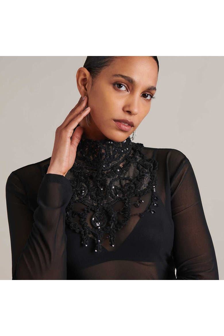 Embroidered Sequin Lace Collar, Alternate, color, Black