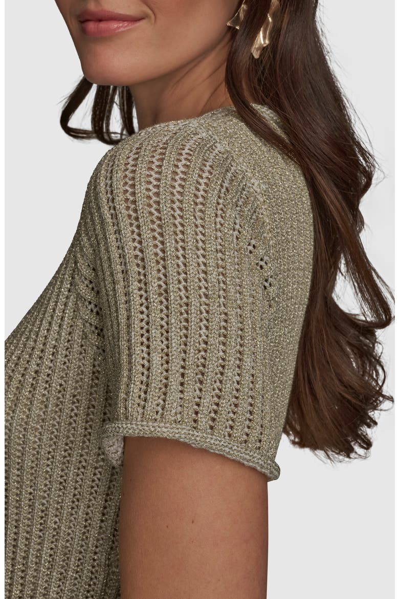 Open Knit Sheath Dress, Alternate, color, CRM/ GOLD