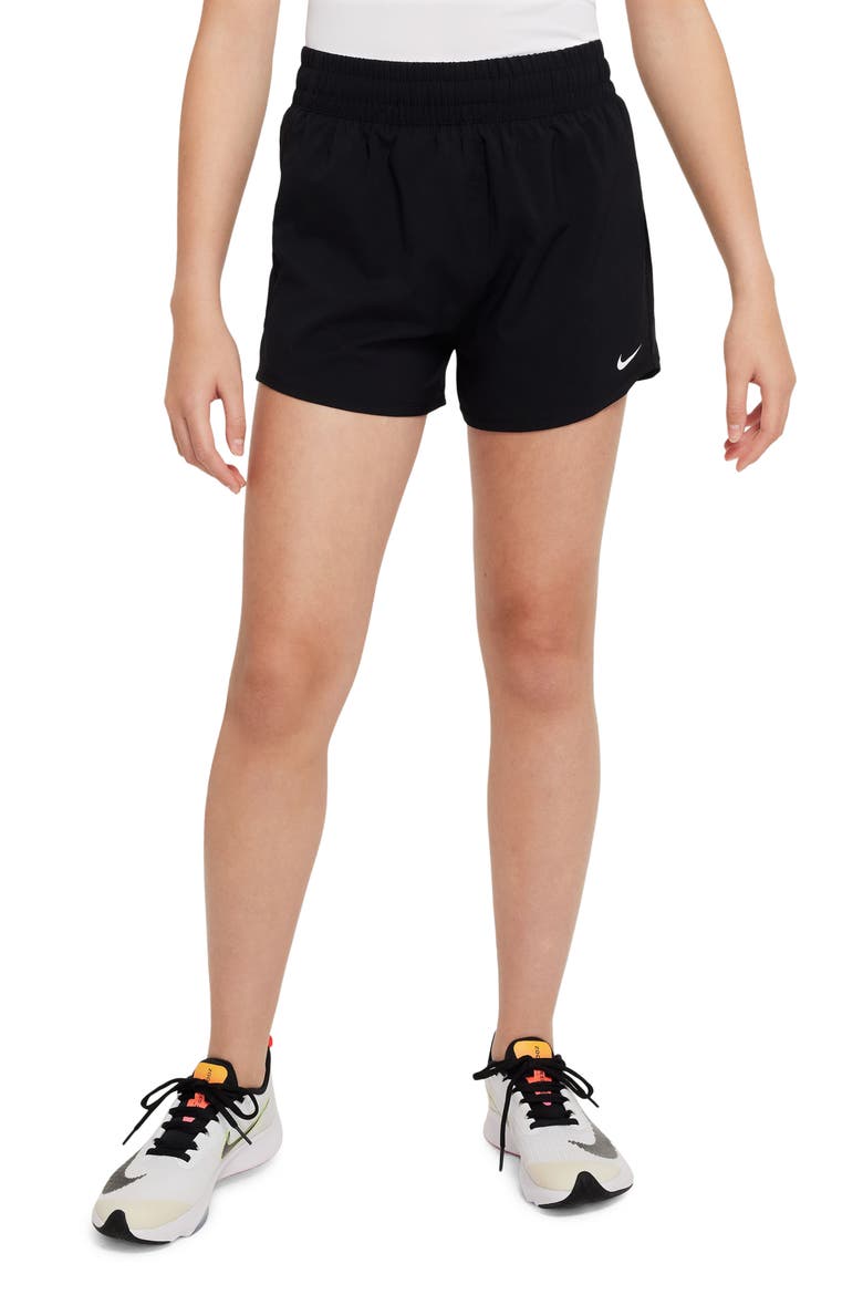 Kids' Dri-FIT One Training Shorts, Main, color, 010 BLACK/WHITE