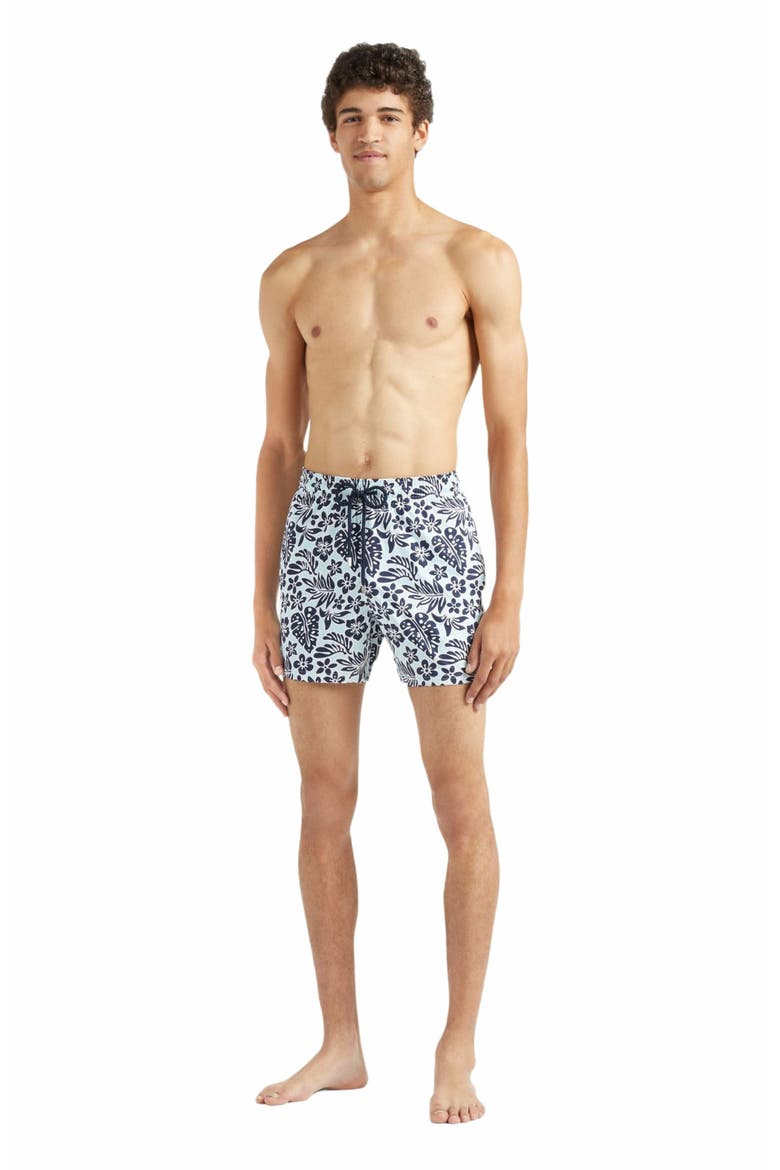 Men's Jungle Leaves Stretch Short Swim Shorts, Main, color, PACIFIC