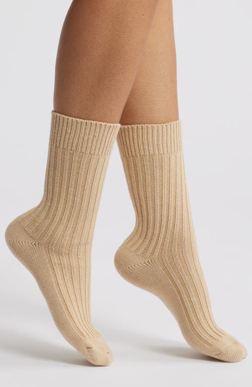 Casa Clara Rib Cotton Blend Crew Socks In Beige