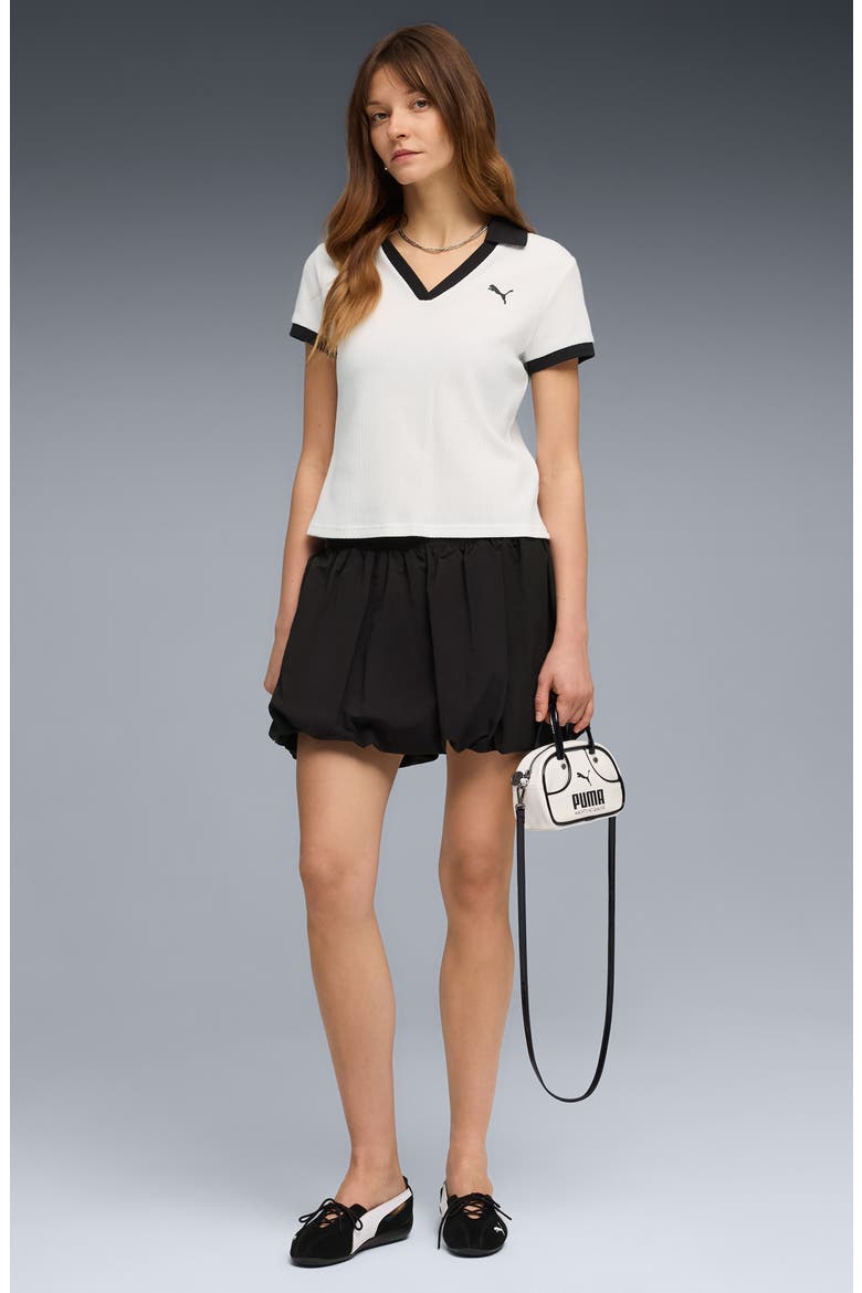 Essentials Tipped Johnny Collar Polo, Alternate, color, PUMA WHITE