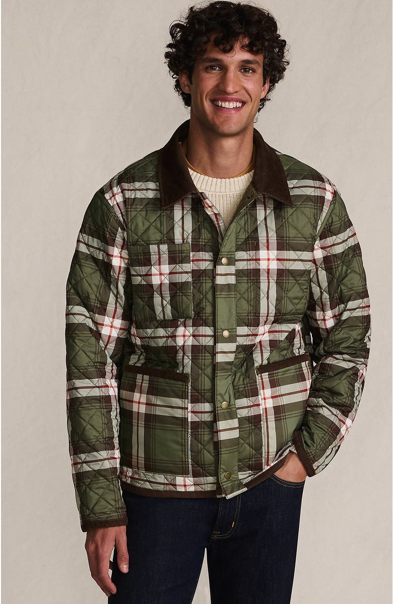 Lands' End Reversible Insulated Barn Jacket, Main, color, River Stone/Olive Plaid