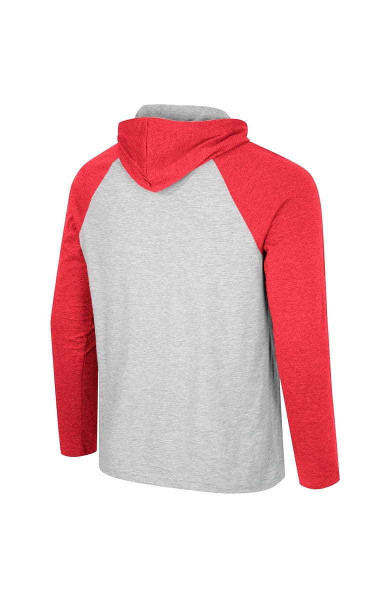 COLOSSEUM Men's Colosseum Heather Grey Nebraska Huskers Hasta La Vista Raglan Hoodie Long Sleeve T-Shirt, Alternate, color, Heather Gray