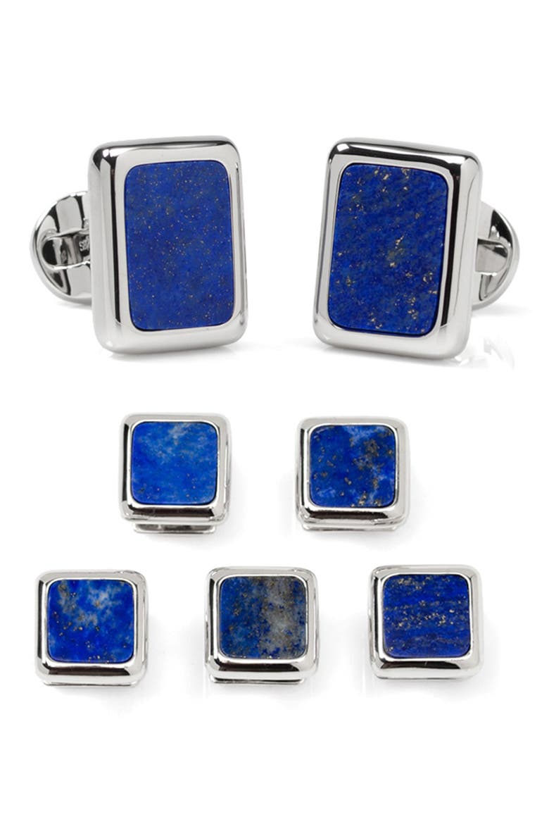 Men's JFK Sterling Silver & Lapis Cuff Links, Main, color, BLUE