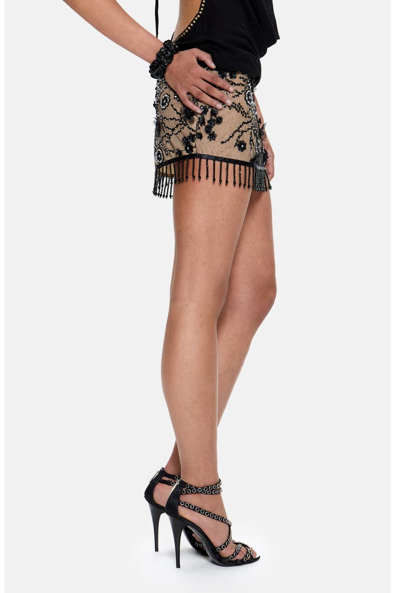 Ellora Embellished Miniskirt, Alternate, color, BEIGE